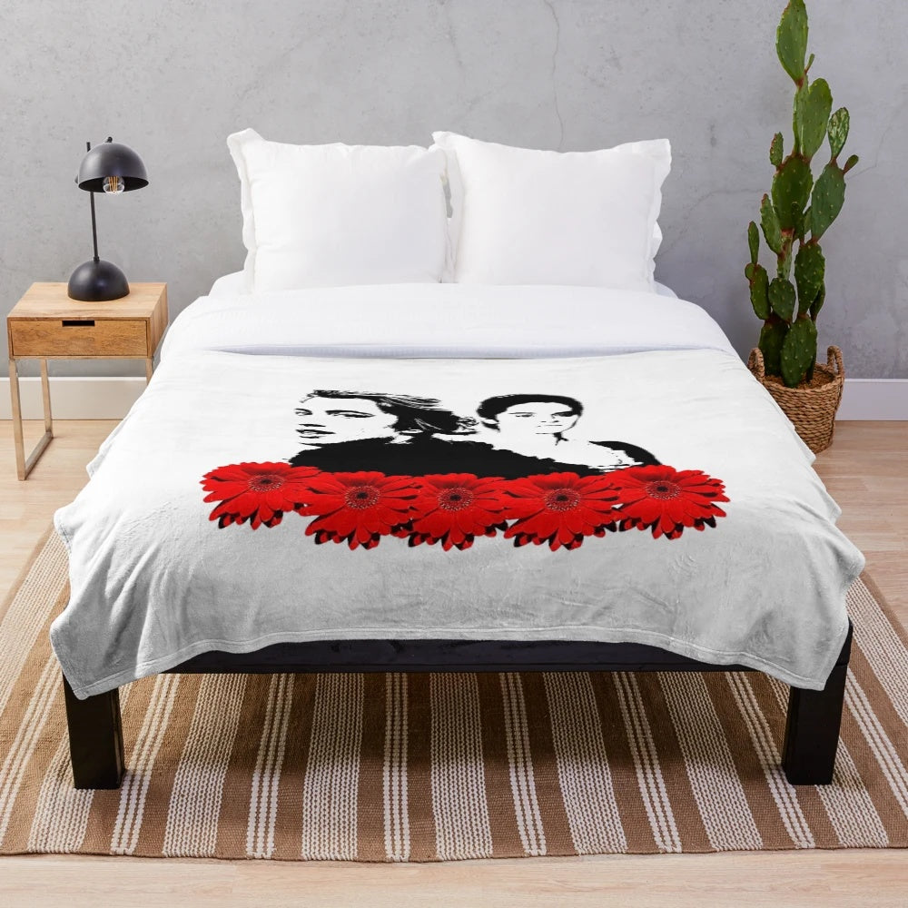 Aesthetic portrait plush blanket featuring vintage French cinema inspired design