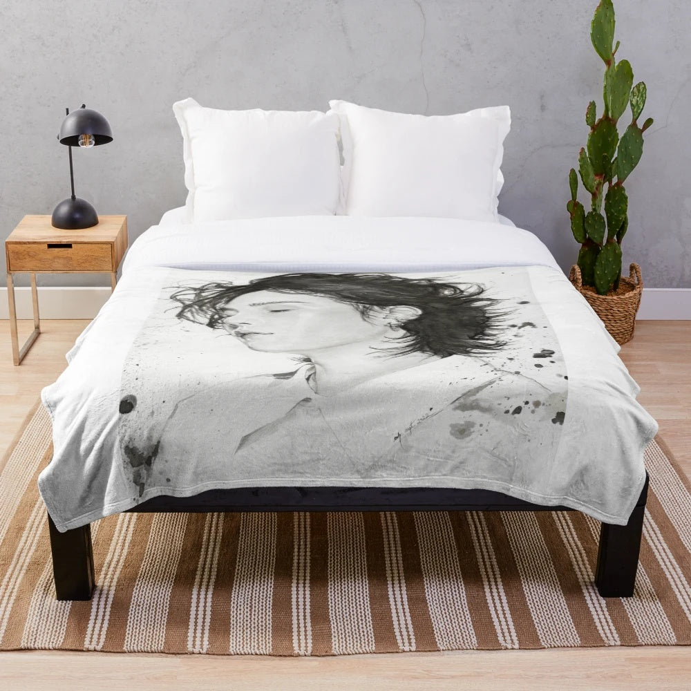 Agust D inspired plush blanket with BTS singer Suga design