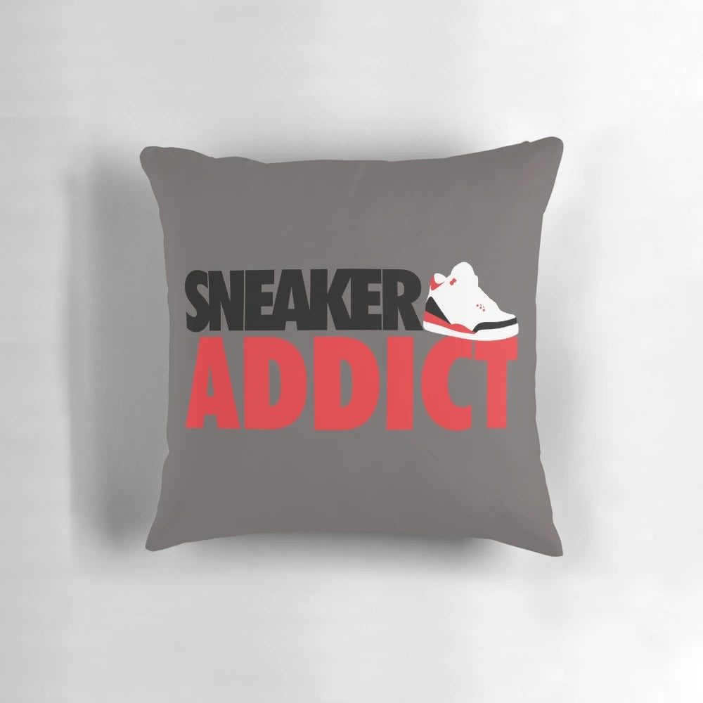 Air Jordan 3 inspired throw pillow with fiery red design