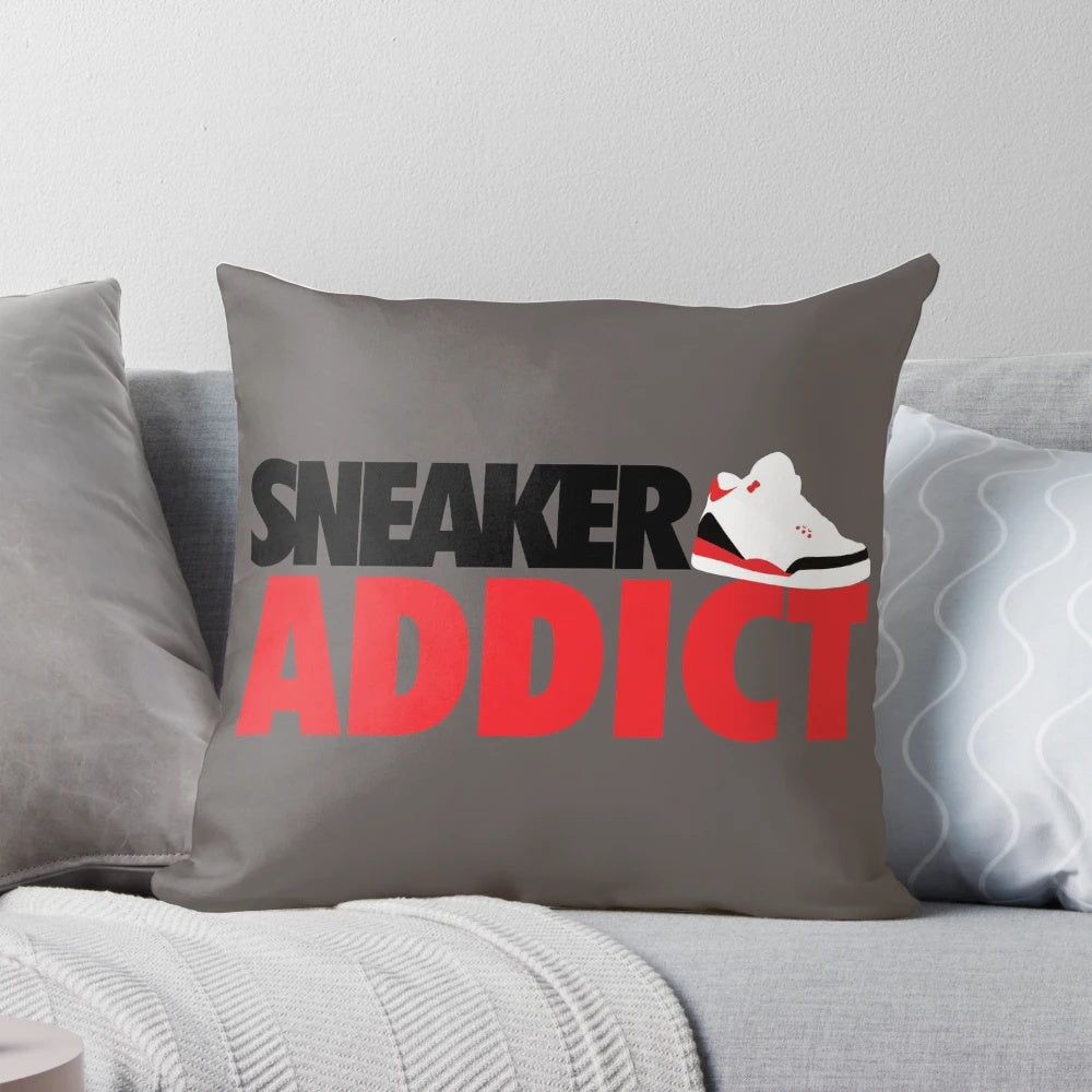 Air Jordan 3 inspired throw pillow with fiery red design