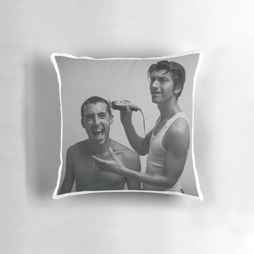 Decorative pillow featuring Alex Turner and Miles Kane, the members of the band The Last Shadow Puppets
