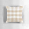 Almond buff tan gingham decorative pillow for living room, bedroom, or office decor