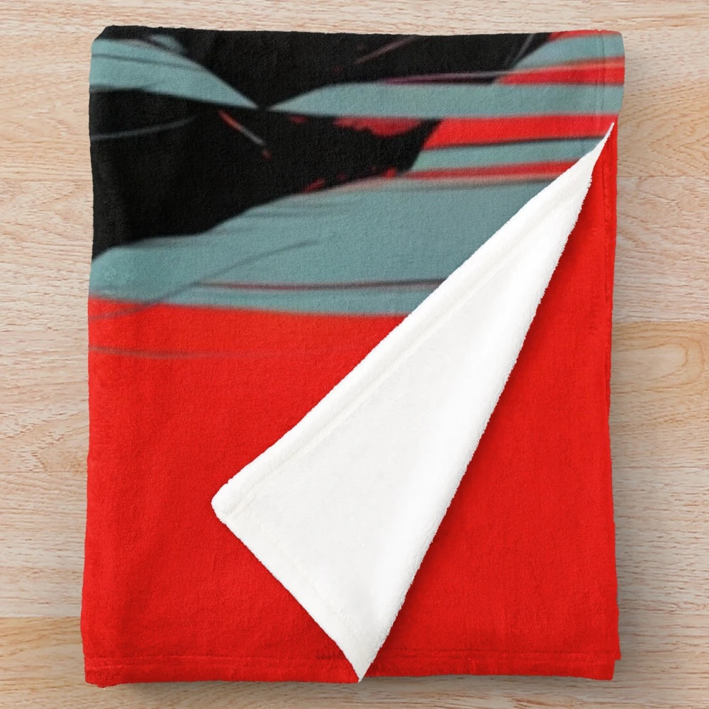 Alternative style plush blanket with anime girl design