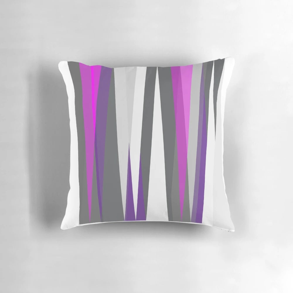Soft and Vibrant Purple, Grey, and White Decorative Pillow