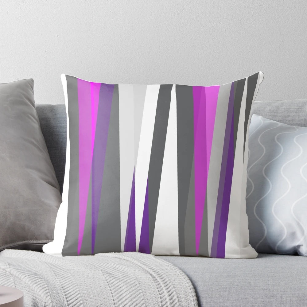 Soft and Vibrant Purple, Grey, and White Decorative Pillow