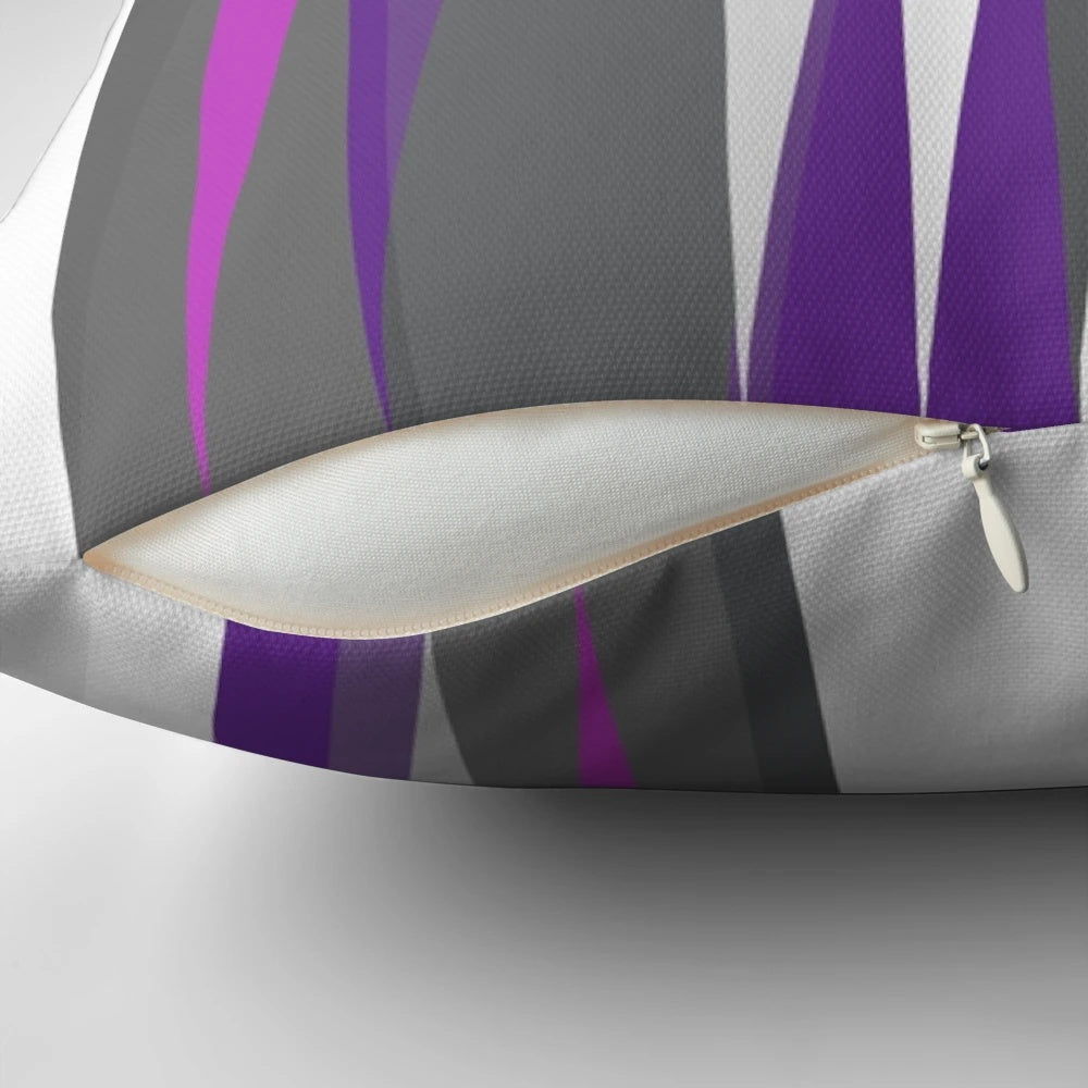 Soft and Vibrant Purple, Grey, and White Decorative Pillow