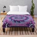 Vibrant and trendy designer's plush blanket with nature-inspired pattern