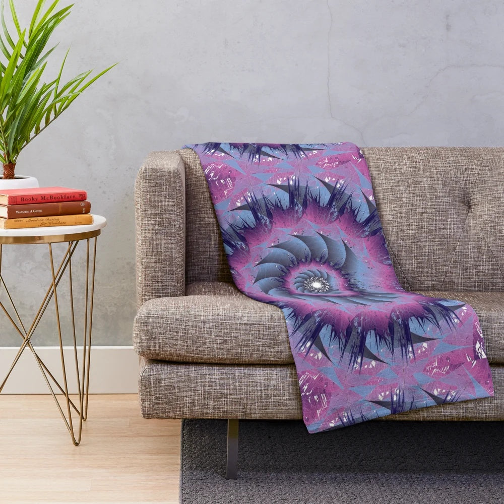 Vibrant and trendy designer's plush blanket with nature-inspired pattern