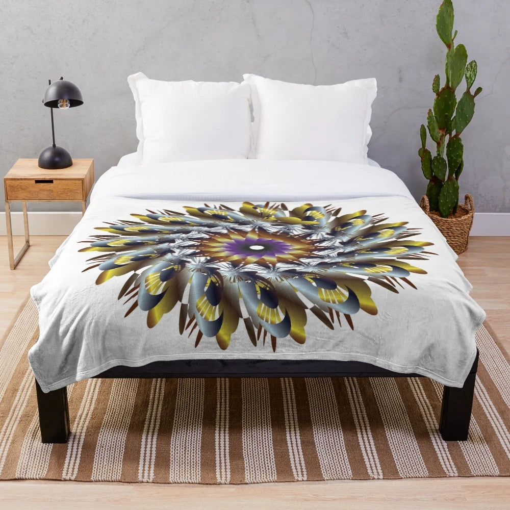 Stylish and cozy designer's plush blanket with vibrant pattern