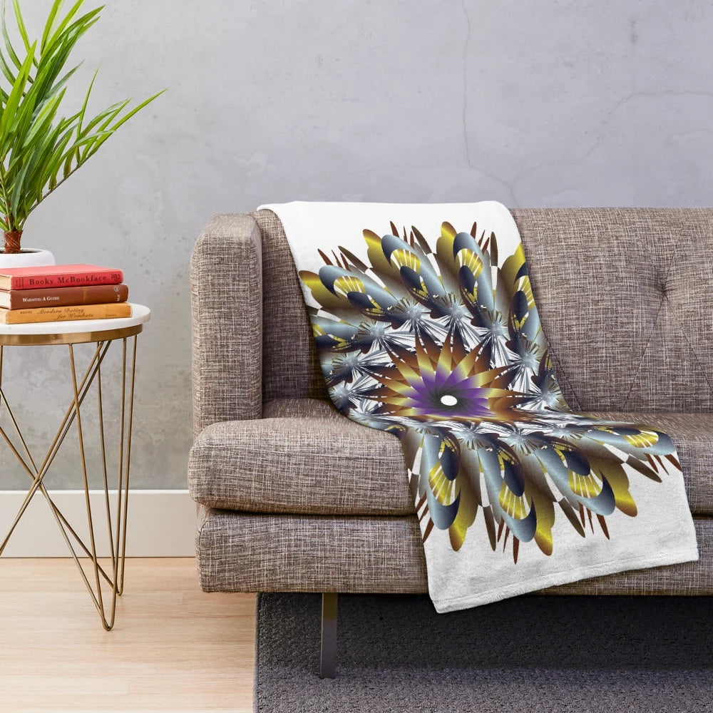 Stylish and cozy designer's plush blanket with vibrant pattern