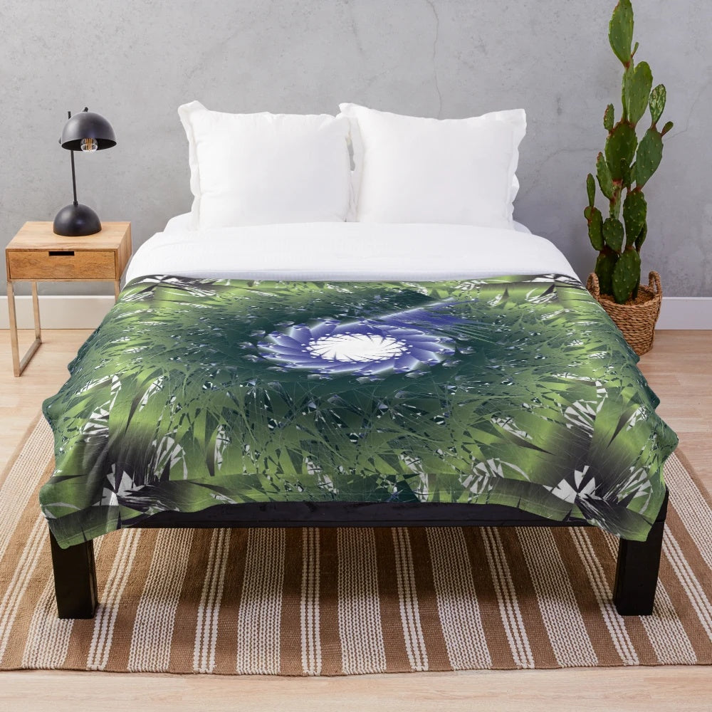 Plush designer's blanket with vibrant and trendy pattern