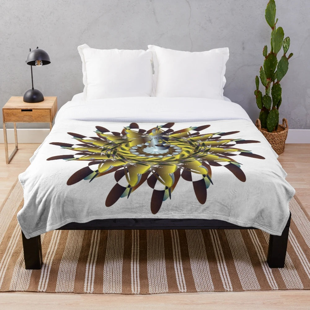 Plush blanket with a stylish and vibrant symmetrical pattern