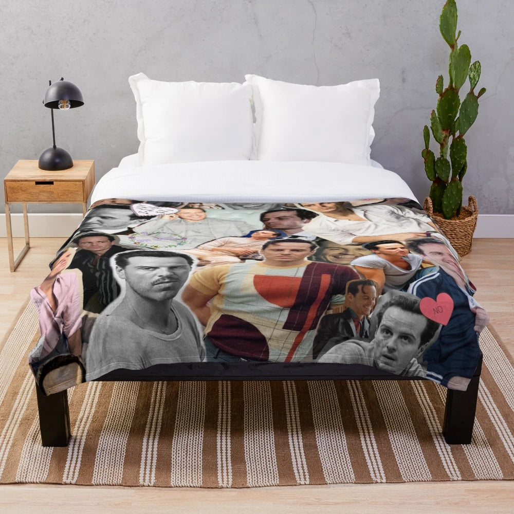 Andrew Scott Plush Blanket - Handsome Irish Actor Photo Collage