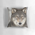 Detailed illustration of a wolf in an animal print pattern, designed for a high-quality decorative pillow.