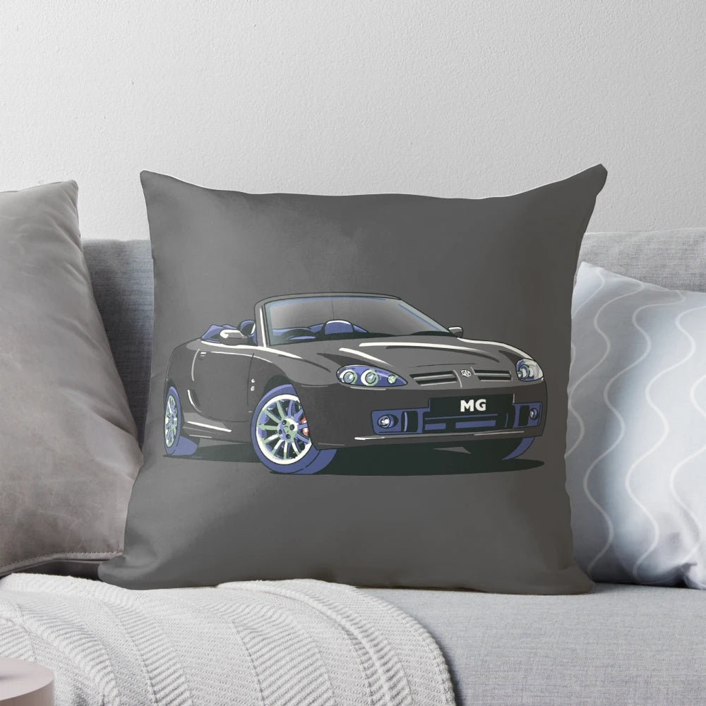 Anthracite MG TF Convertible Pillow - Stylish Car Art for Home Decor