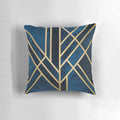 Elegant art deco style midnight blue and gold geometric patterned throw pillow