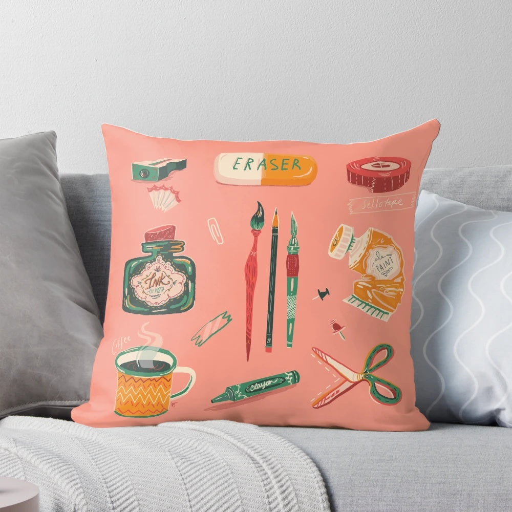 Vibrant and visually striking art gang-themed pillow for modern home decor