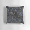 Autumn leaves and camouflage pattern pillow in moonlight blue color