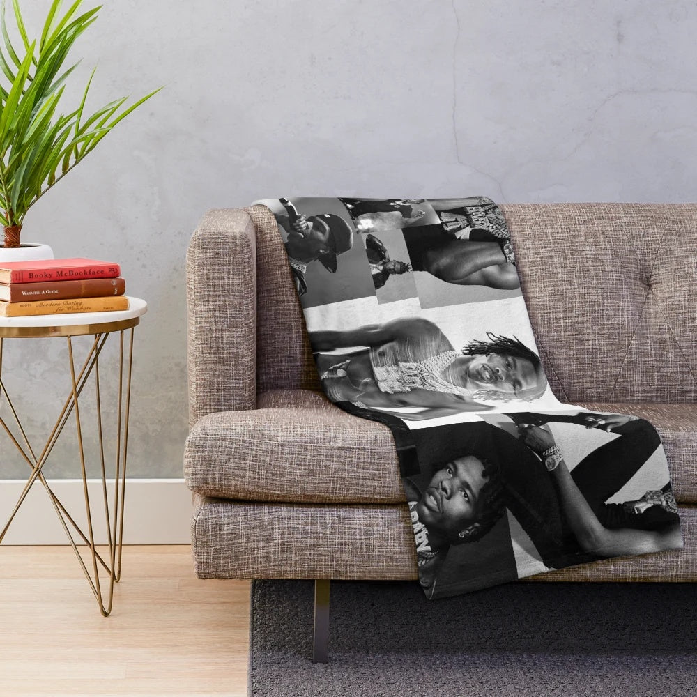 Lil Baby inspired b&w collage plush blanket