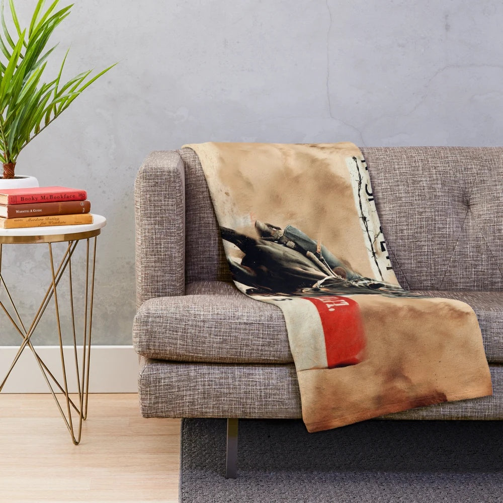 Barrel racing plush blanket featuring equestrian art and barrel racing quotes
