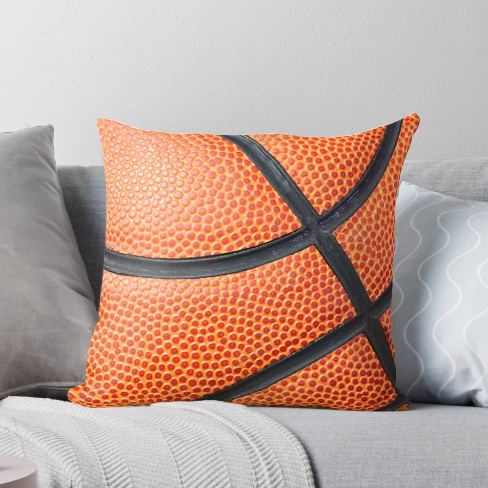 Basketball themed throw pillow with basketball graphic design