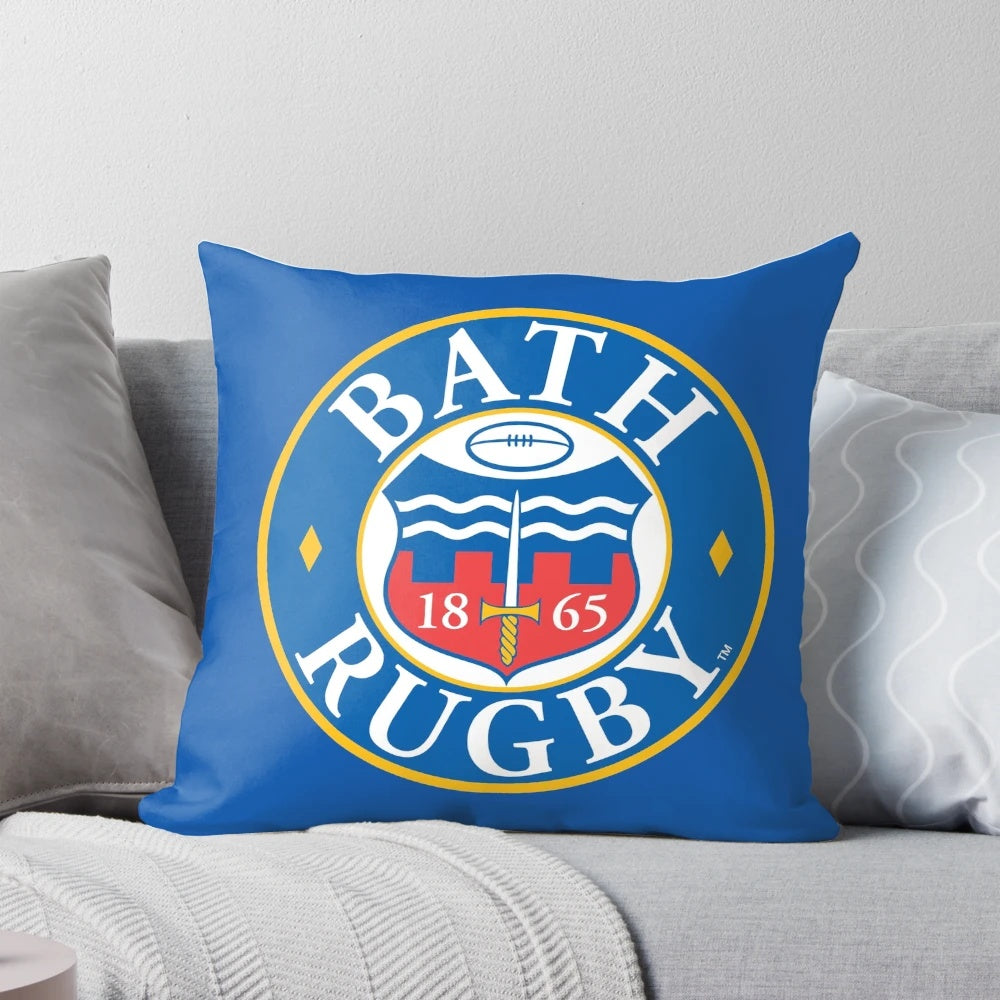 A plush, high-quality pillow featuring the iconic Bath Rugby design, perfect for rugby enthusiasts and home decor.