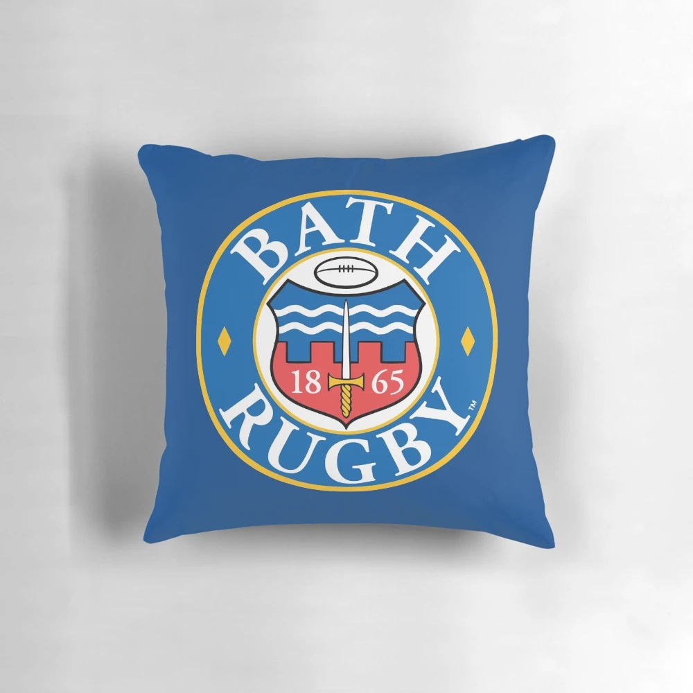 Cozy rugby-themed pillow featuring the Bath rugby logo