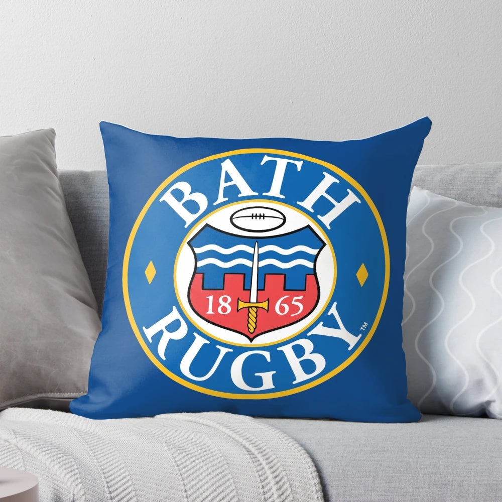 Cozy rugby-themed pillow featuring the Bath rugby logo