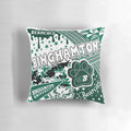 Binghamton University-inspired decorative pillow featuring the Bearcats logo and school colors