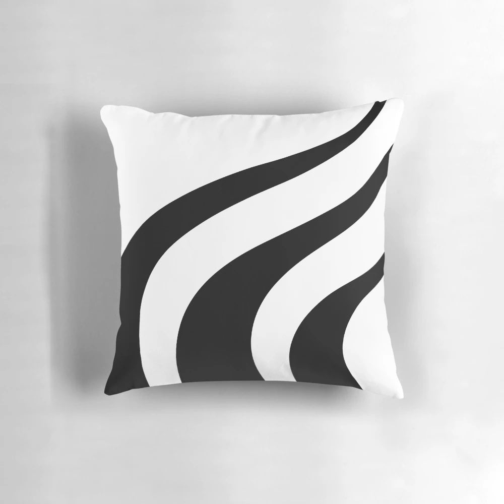 Black and white abstract pattern throw pillow for modern home decor