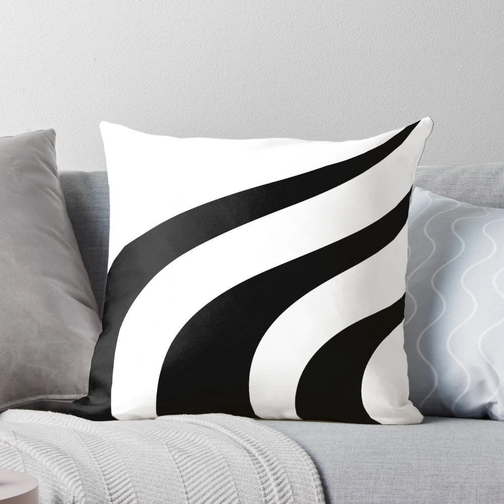 Black and white abstract pattern throw pillow for modern home decor