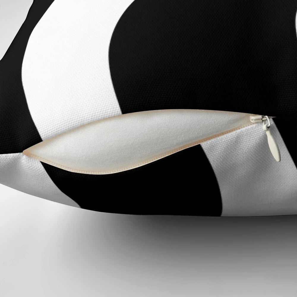 Black and white abstract pattern throw pillow for modern home decor