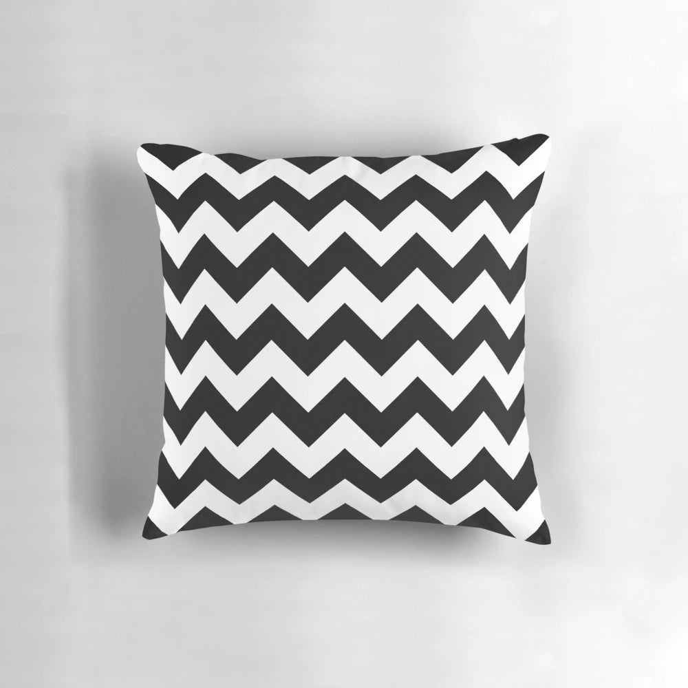 Black and white chevron pattern decorative throw pillow