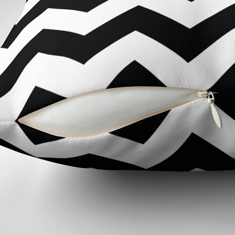 Black and white chevron pattern decorative throw pillow