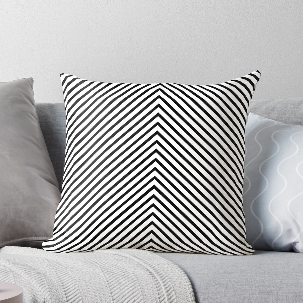 Black and white chevron striped decorative throw pillow for the home