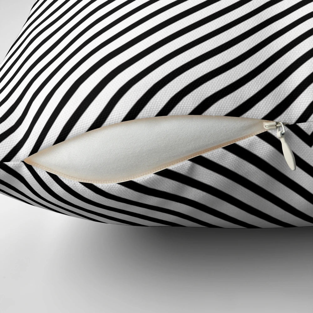 Black and white chevron striped decorative throw pillow for the home