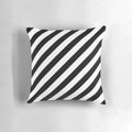 Black and white diagonal stripes patterned throw pillow