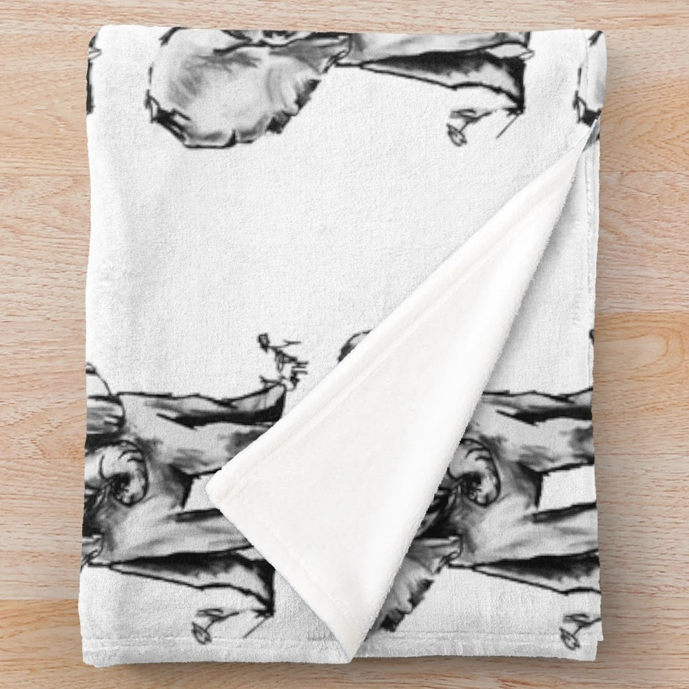 Black and white plush elephant blanket for nursery or kids room