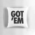 Black and white pillow with sneaker-inspired design