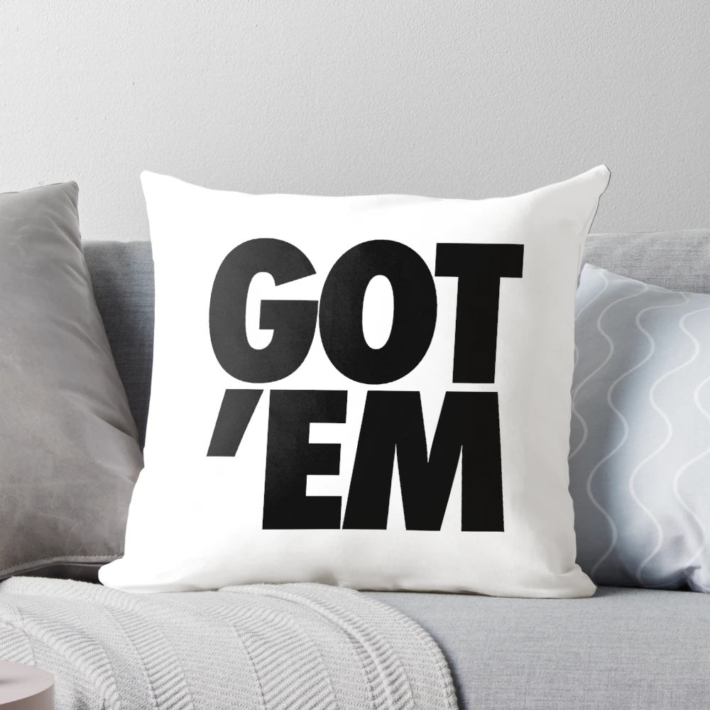 Black and white pillow with sneaker-inspired design