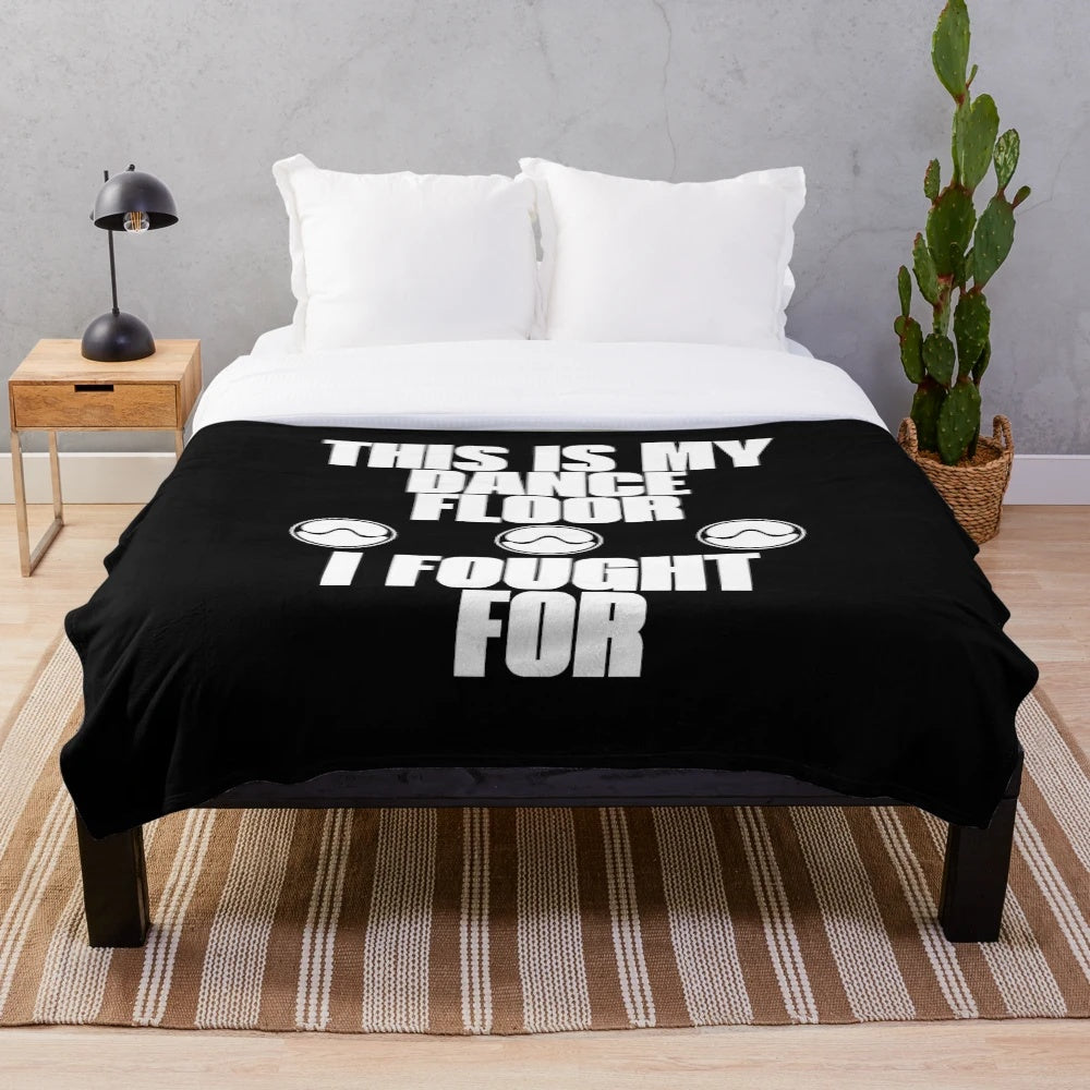 Soft and cozy plush blanket in black and white, perfect for fans of Lady Gaga and feminist themes