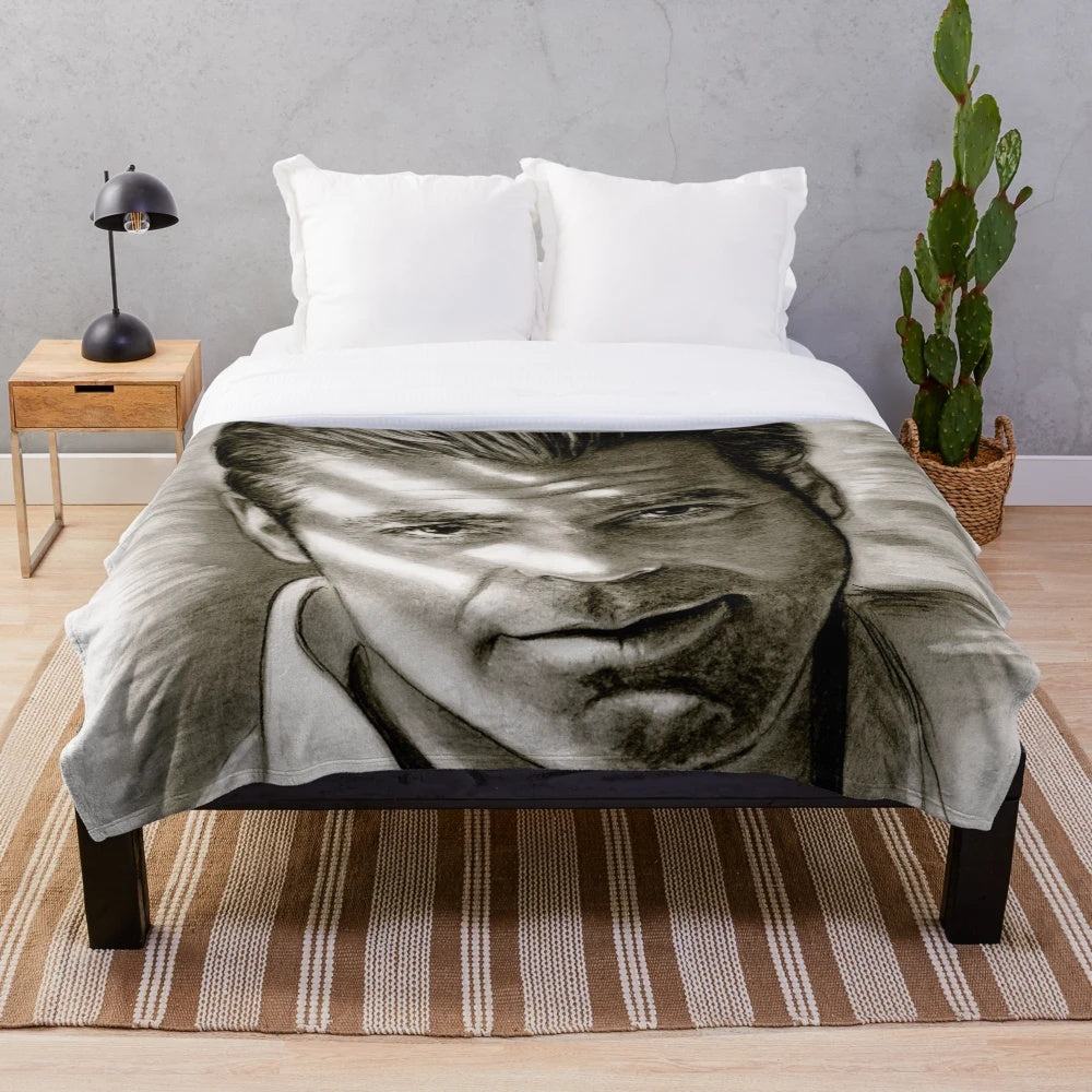 George Clooney black and white portrait plush blanket