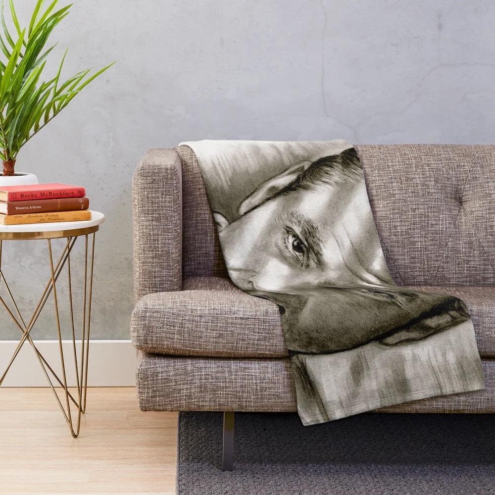 George Clooney black and white portrait plush blanket