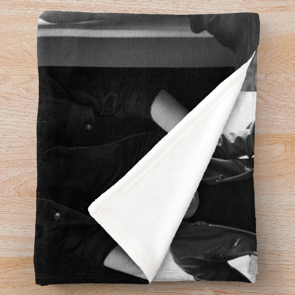 Mason Thames Black and White Photo Collage Plush Blanket