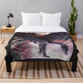 Black dragon plush blanket featuring Clearsight from the Wings of Fire fantasy series