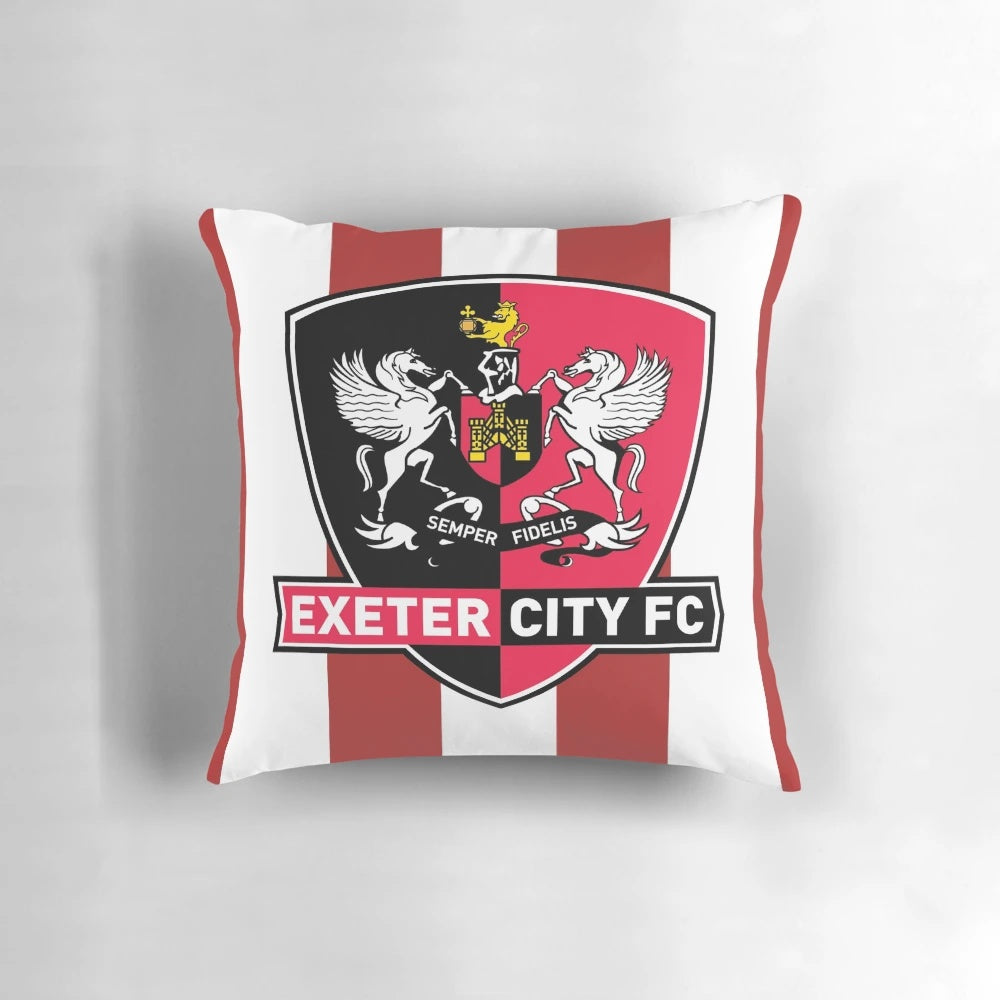 Black and white Exeter City FC football club pillow