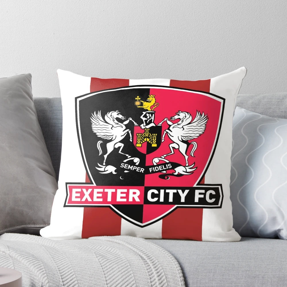 Black and white Exeter City FC football club pillow