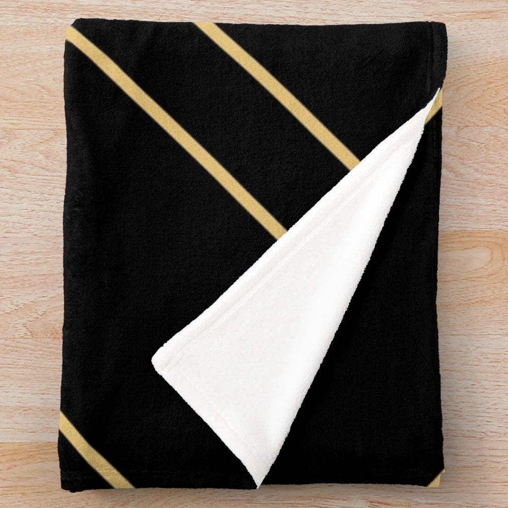 Black and gold geometric pattern plush blanket