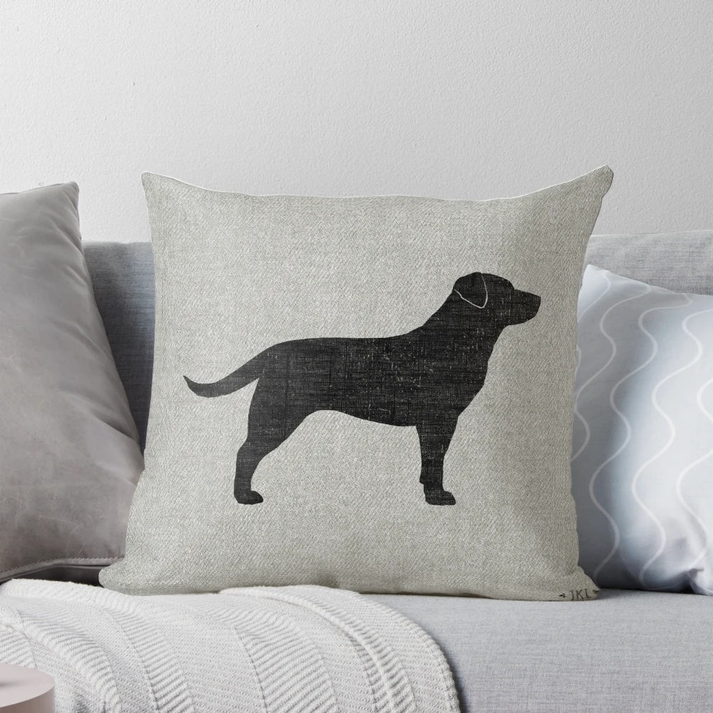 Black Labrador Retriever Silhouette Decorative Pillow