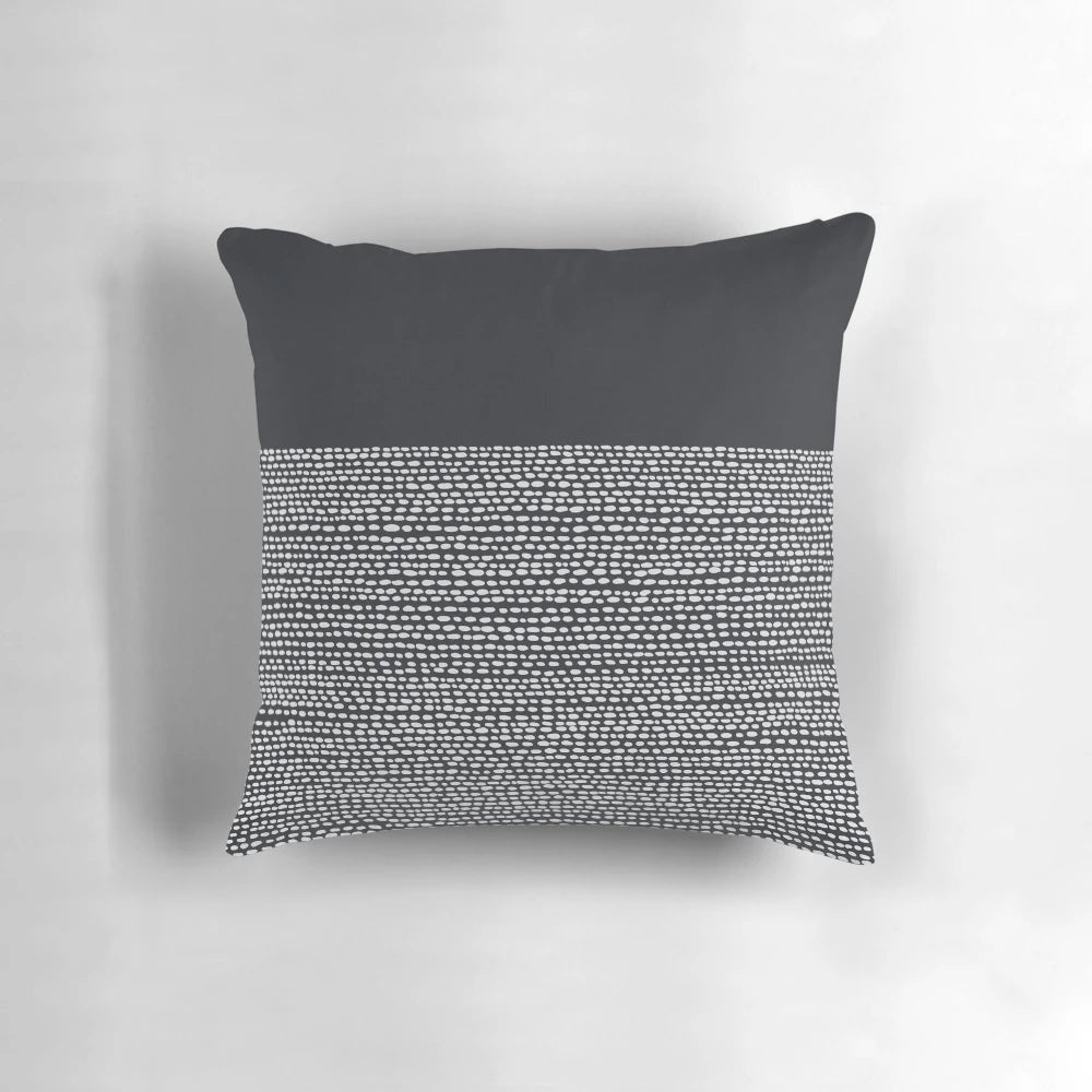 Black and white color block pattern pillow designed by Jacqueline Maldonado